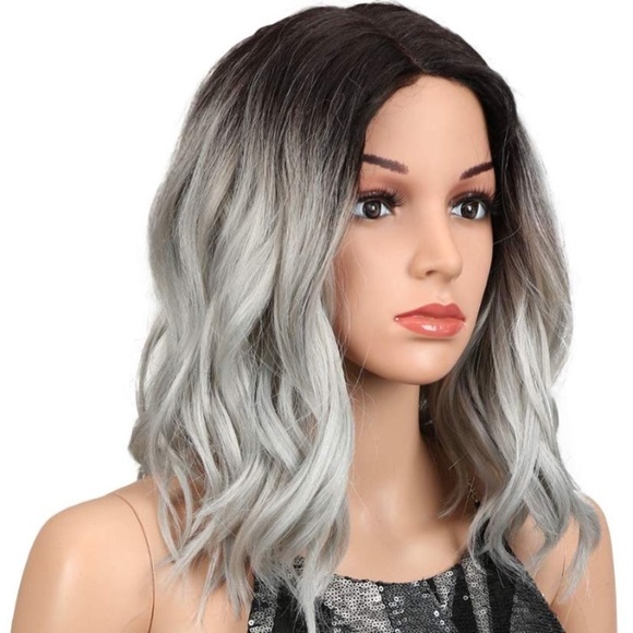 💫LEXA 12” GREY  LACE PART WAVY BOB OMBRÉ Wig💫 - Picture 4 of 8